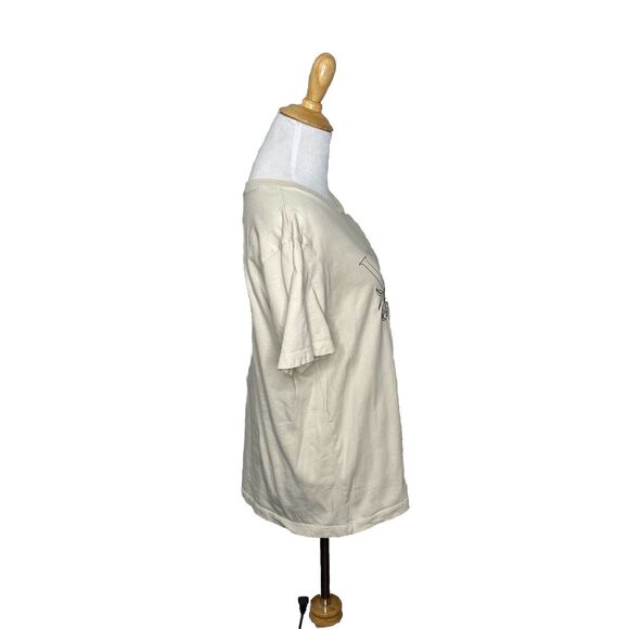 Vans Off the Wall Cropped Short Sleeve T-Shirt Tee Cream Floral Daisy Pattern XL - Picture 5 of 7